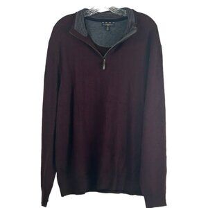 Mens Club Room SZ XL Merino Wool 1/4 Zip Long Sleeve PopOver Lightweight Sweater